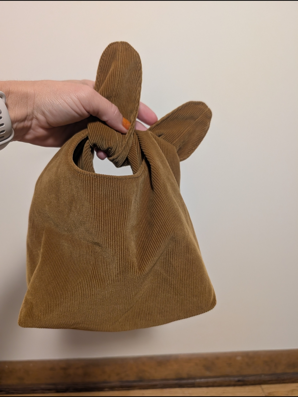 Merit Knotted Corduroy Mini Bag in Camel Brown